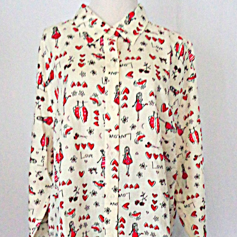 C J Banks Valentine’s Day Love Print Blouse 2X